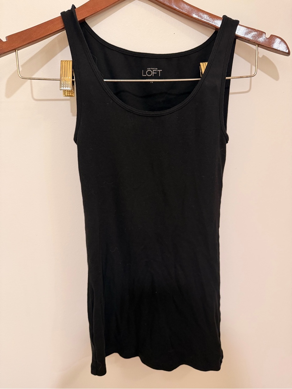 LOFT Black Ribbed Tank - Scoop Neck Size XS